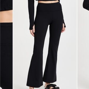 Black, Power Kick Flare Workout Trousers, Large EUC